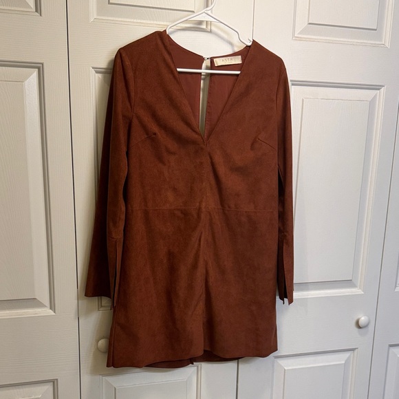 Astr Faux Suede Long Sleeve Mini Dress Size S - Picture 1 of 5